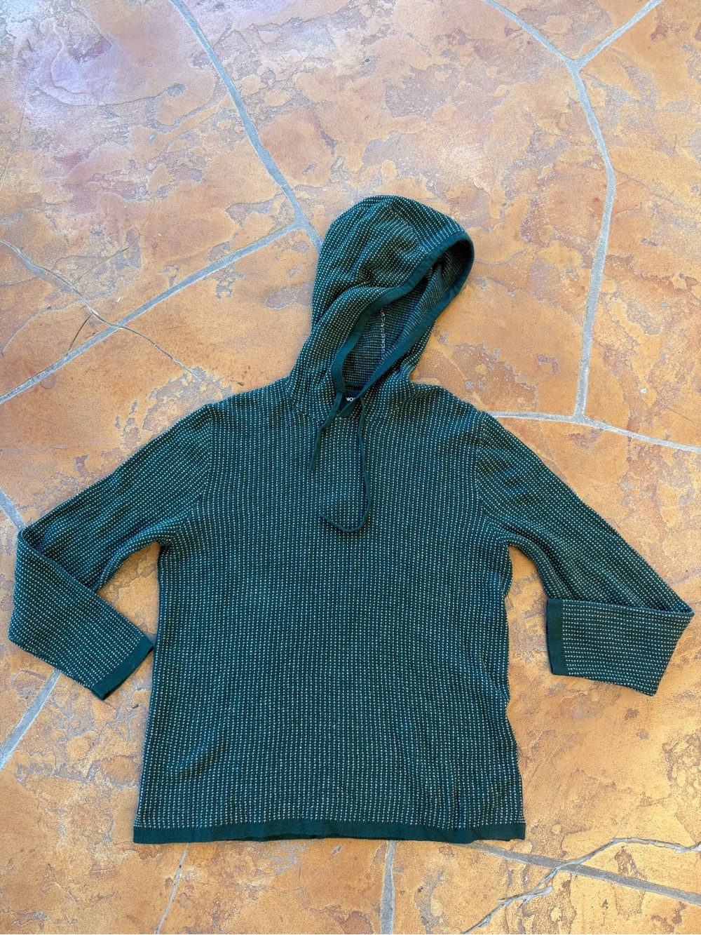 Bonobos Men's Green Textured Knit Pullover Hoodie Cotton Cashmere Drawstring M
